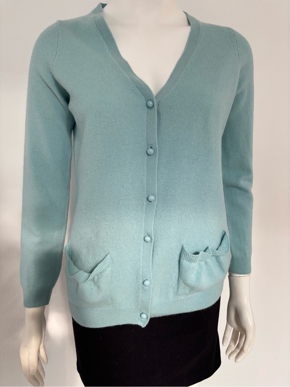 Talbots Lambswool Angora V-Neck Button Front Cardigan